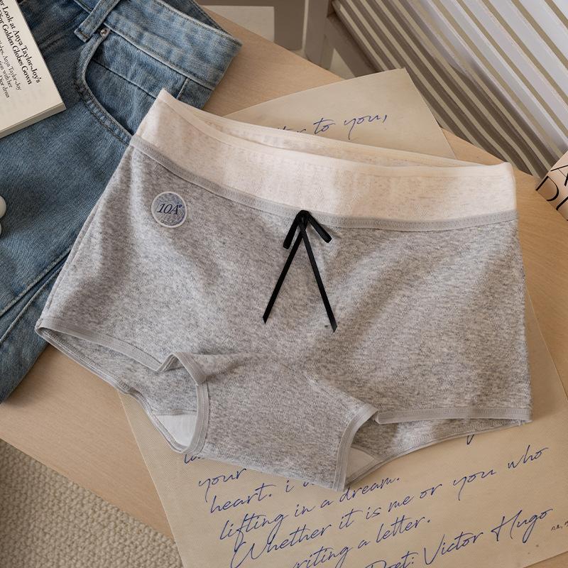 Female Spring and Autumn Pure Cotton 10A Antibacterial Extended Crotch Non Hip Flat Angle Briefs