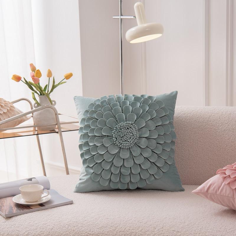 Luxury 3D Flower Plush Pillow Cover Soft Short Velvet Decorative Cushion Case for Sofa Home Party Decoration Cushion Cover