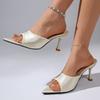 Women's Pointed Toe Black High Heel Sandals Summer  Elegant Silk Thin Heels Sandals Woman Plus Sice 43 Ladies Party Shoes