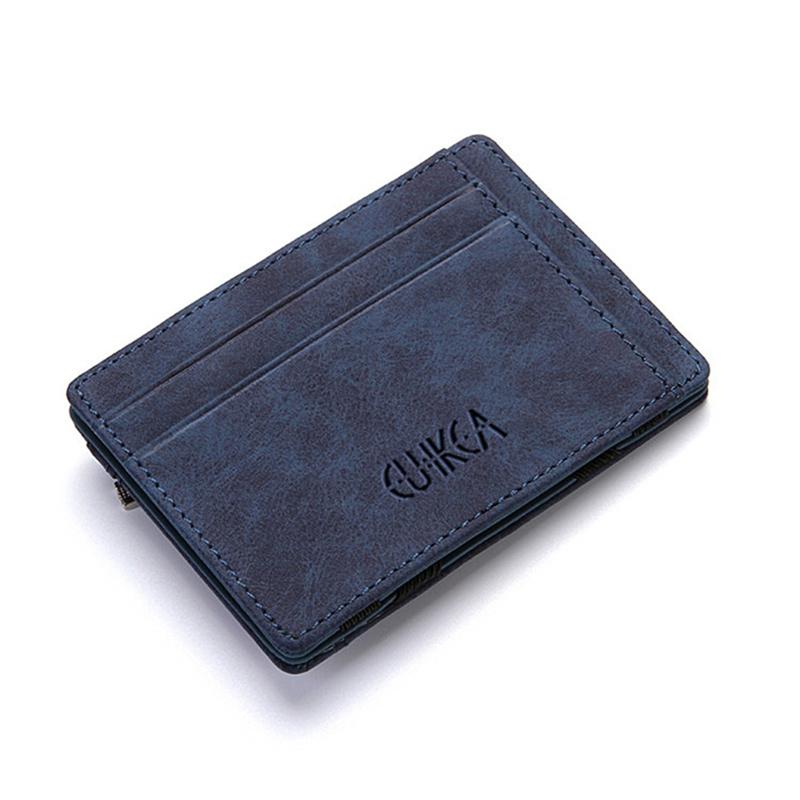 Men Male Pu Leather Small Magic Wallets Zipper Coin Bank Card Case Holder