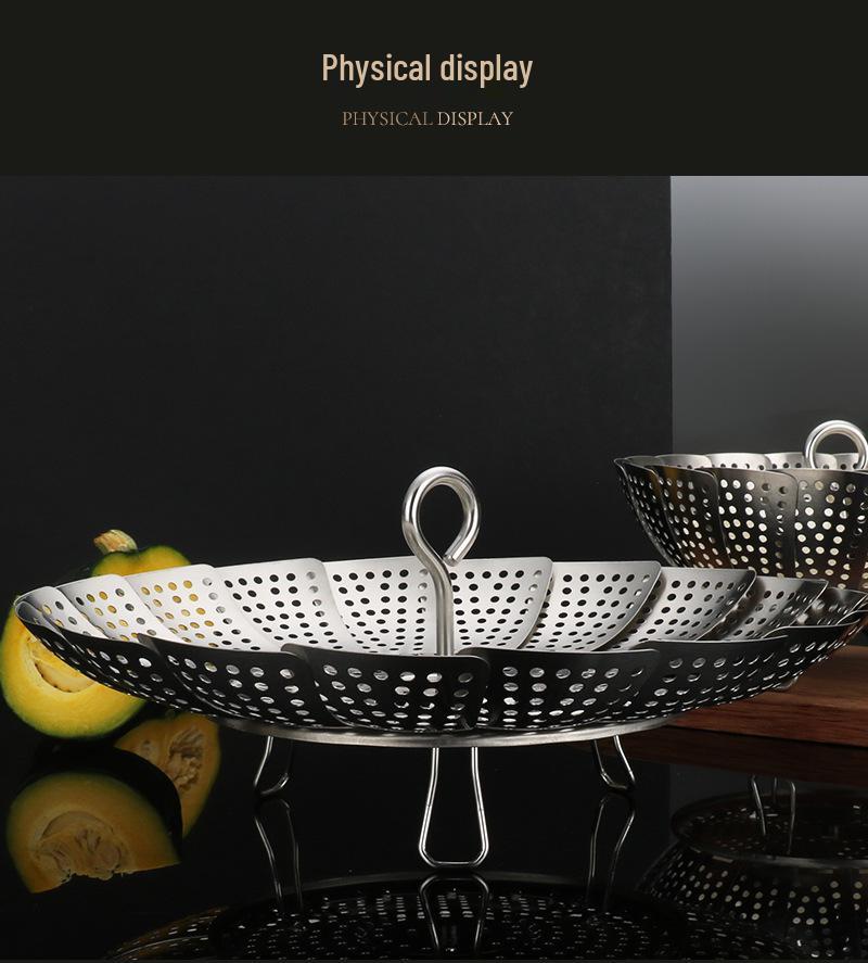 304 Stainless Steel Telescopic Steamer Basket & Folding Rack for Steamed Buns