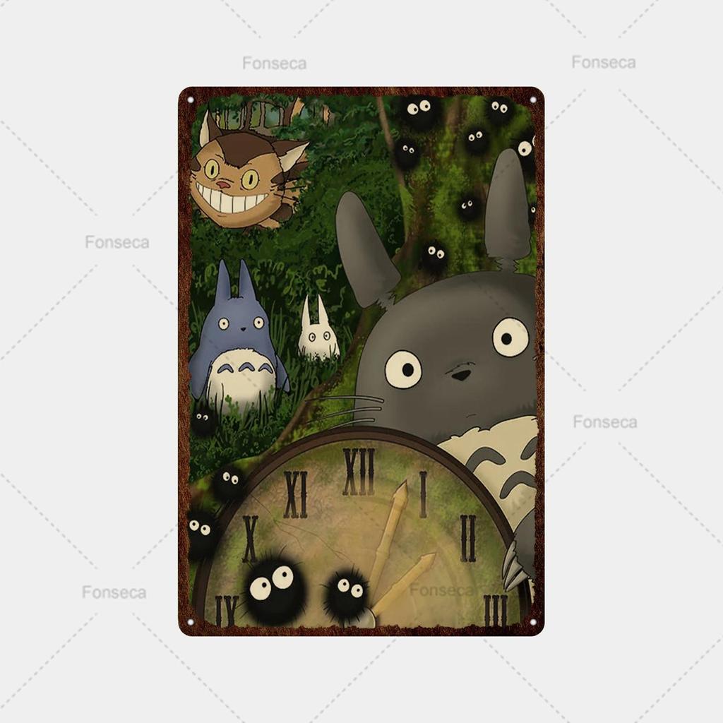 Vintage Metall Zinn Zeichen Japanische Anime Totoro Mädchen Landschaft Zinn Malerei Hause Wohnzimmer Dekor Einzigartige Metall Zeichen Platte
