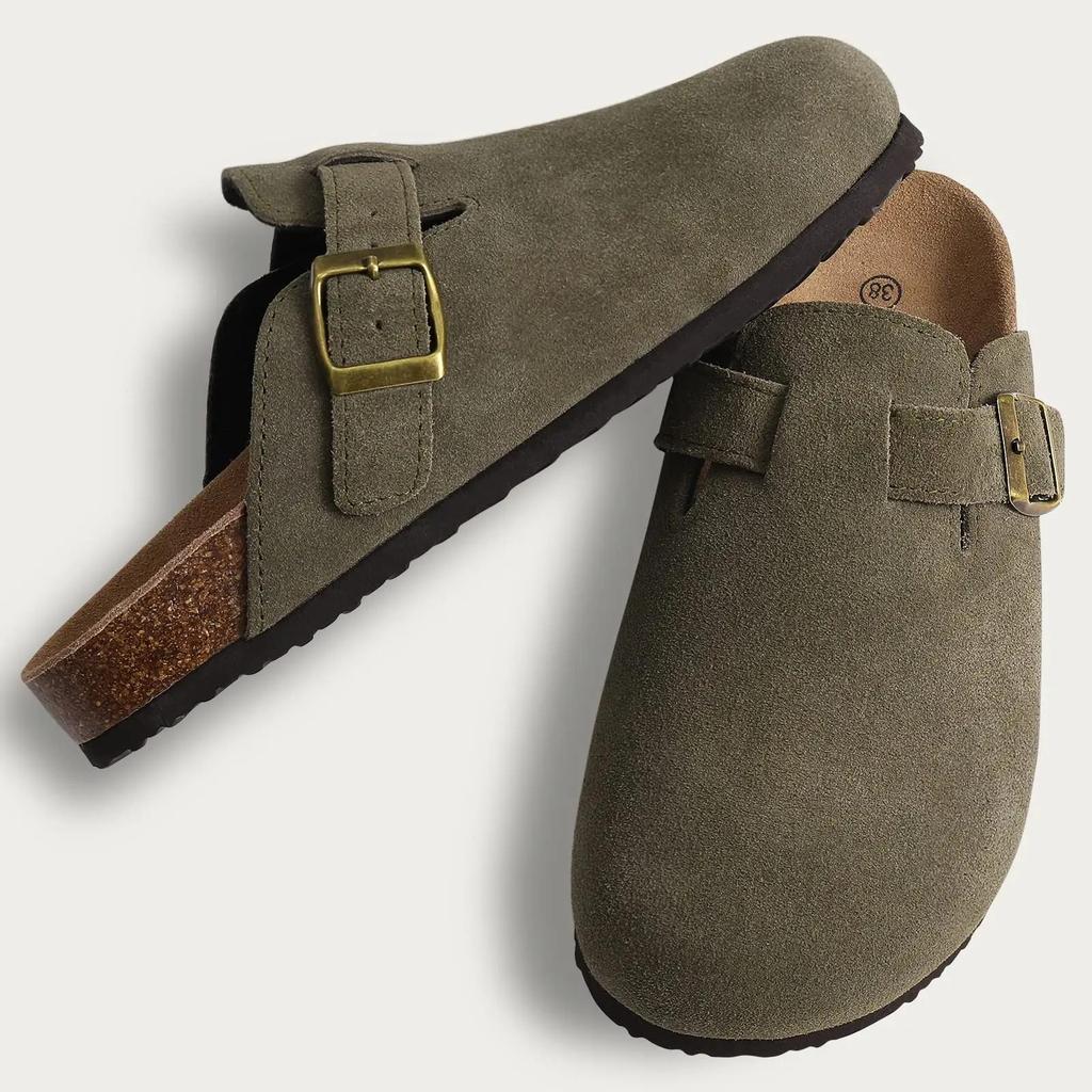 Zoccoli in Camoscio da Donna Pantofole Zoccoli in Sughero e Camoscio Pantofole Classiche da Uomo Mules da Esterno Pantofole Antiscivolo in Sughero con Supporto Plantare Femminile