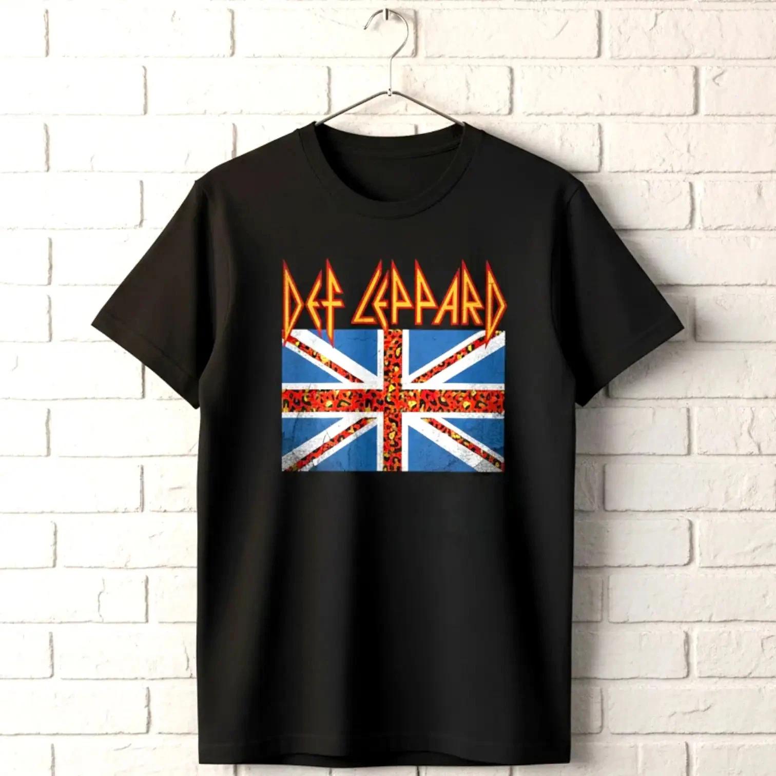 Def Leppard Leopard British Flag Men s T Shirt M