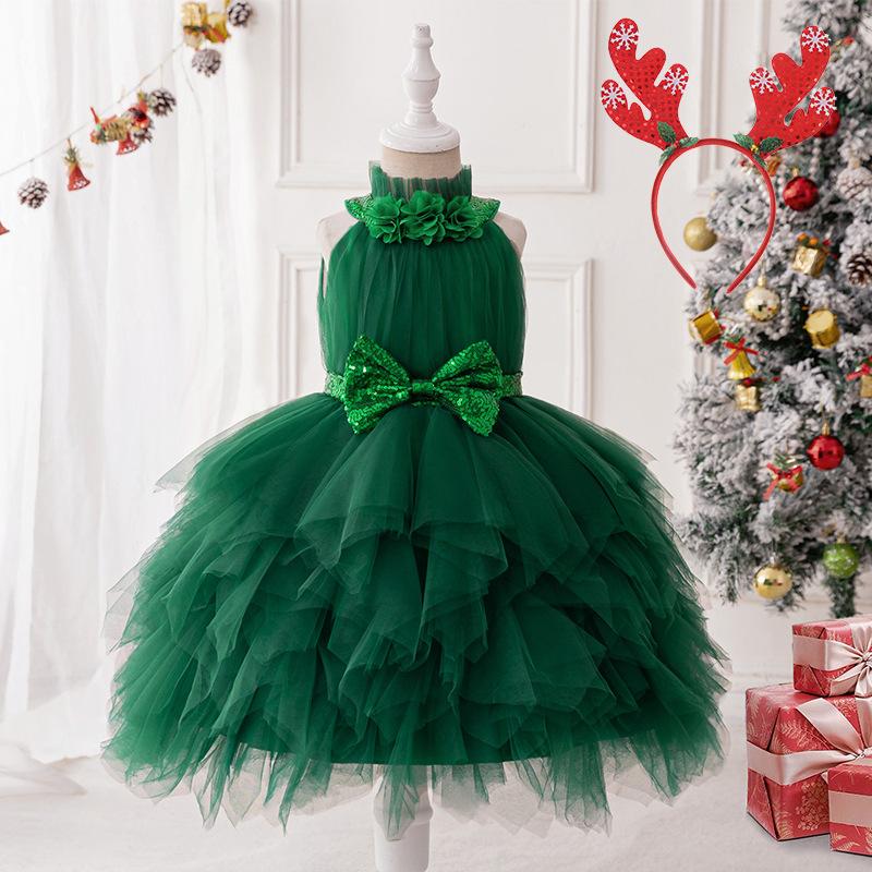 Girls Dress Santa Claus Snowflake Skirt Children's Skirt Cartoon Princess Dress Christmas Costumes