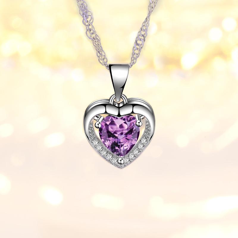 Yongheng Korean Style Deep Blue Heart Pendant Necklace