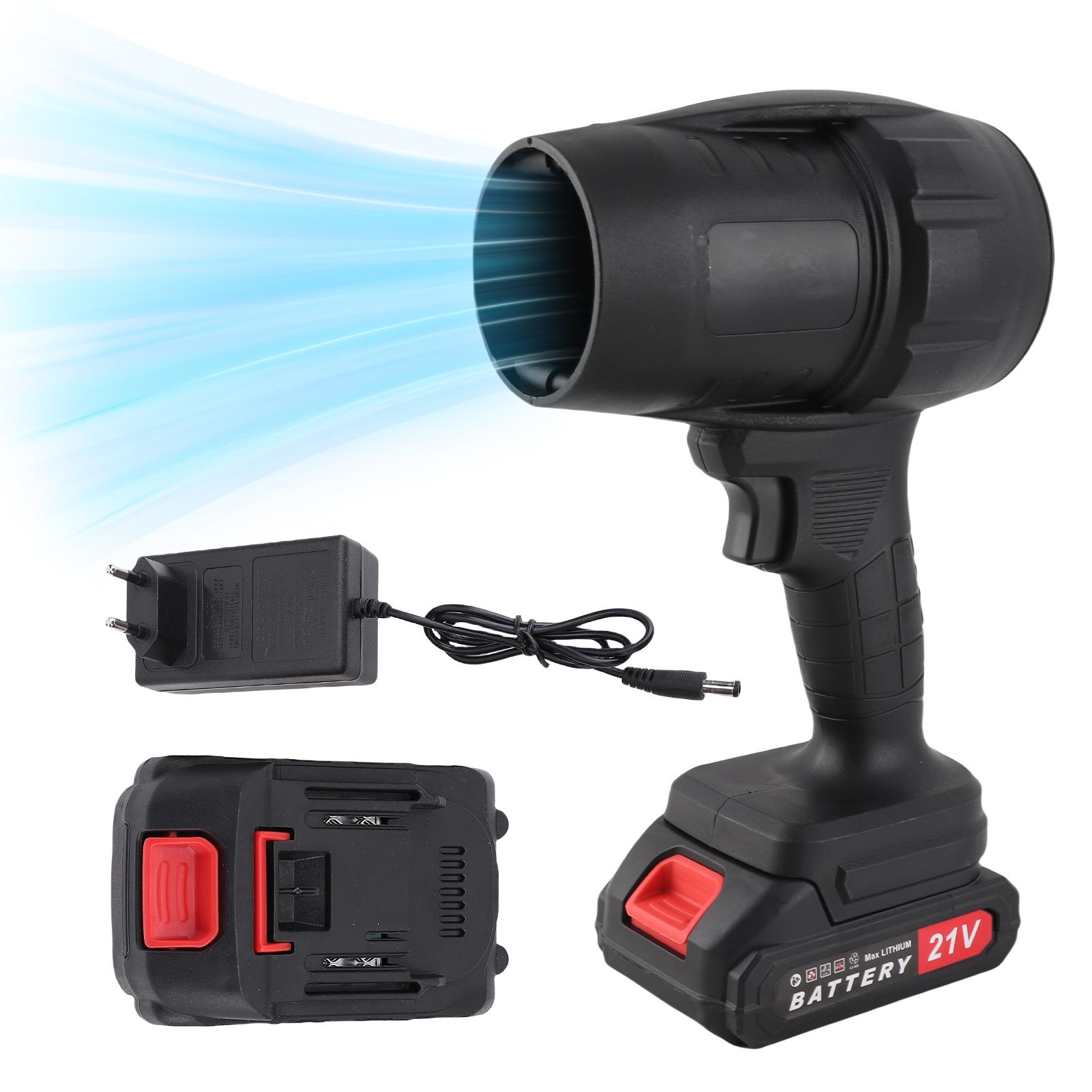 

21V Аккумуляторный воздуходув, Сушилка для автомобиля, Портативный воздушный пылесос с 2 перезаряжаемыми батареями, Листодув с регулируемой скоростью для автомобиля EU Plug