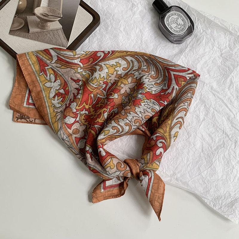 70 double-sided silk scarf, small square scarf, scarf, white rose linen silk scarf, new high-end scarf, shawl cover.
