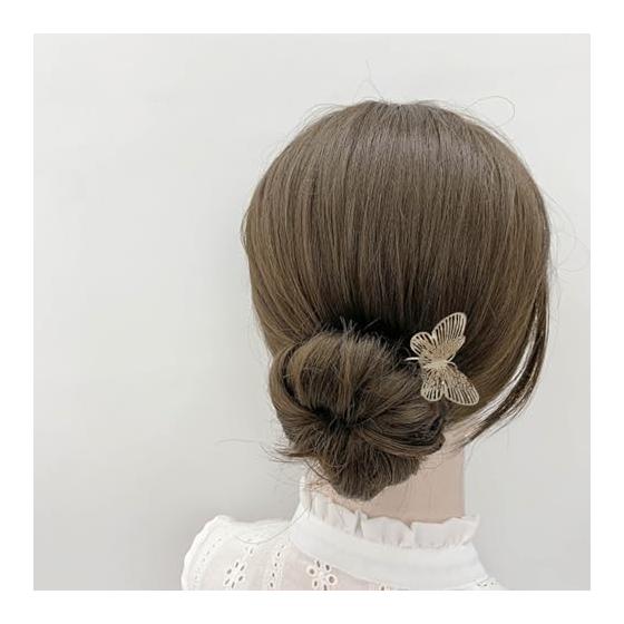 Kanzashi Hairpin Hair Accessory for Japanese Attire, U-Comb Alloy Hairpin for Weddings, Kimono, Coming of Age Ceremonies, Recitals (Butterfly/Gold)
