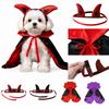 Pet Halloween Costume Cape for Small To Medium Dogs and Cats, Reversible Black and Red with Purple Option