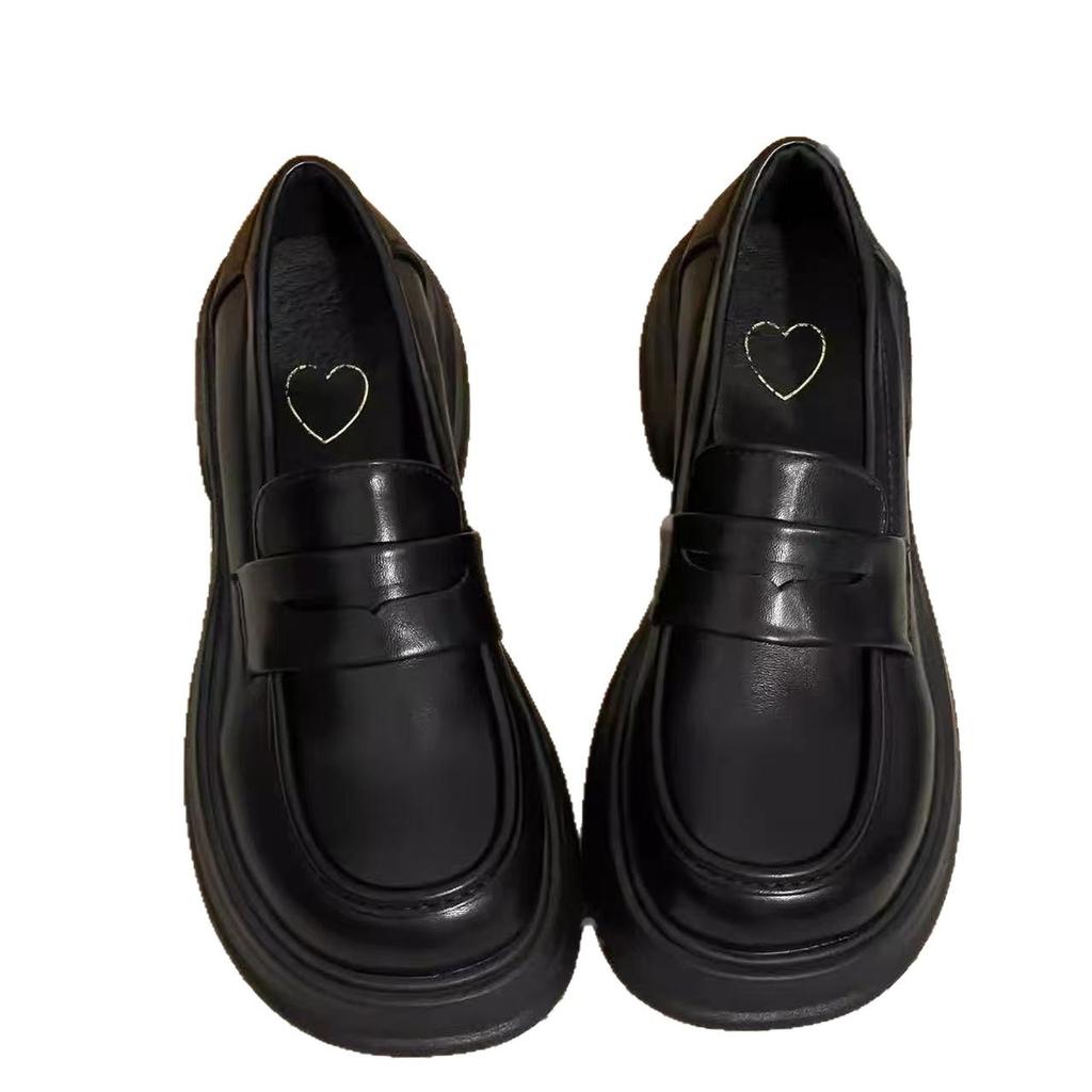 Autumn black platform new British style jk small leather shoes soft sole single shoes