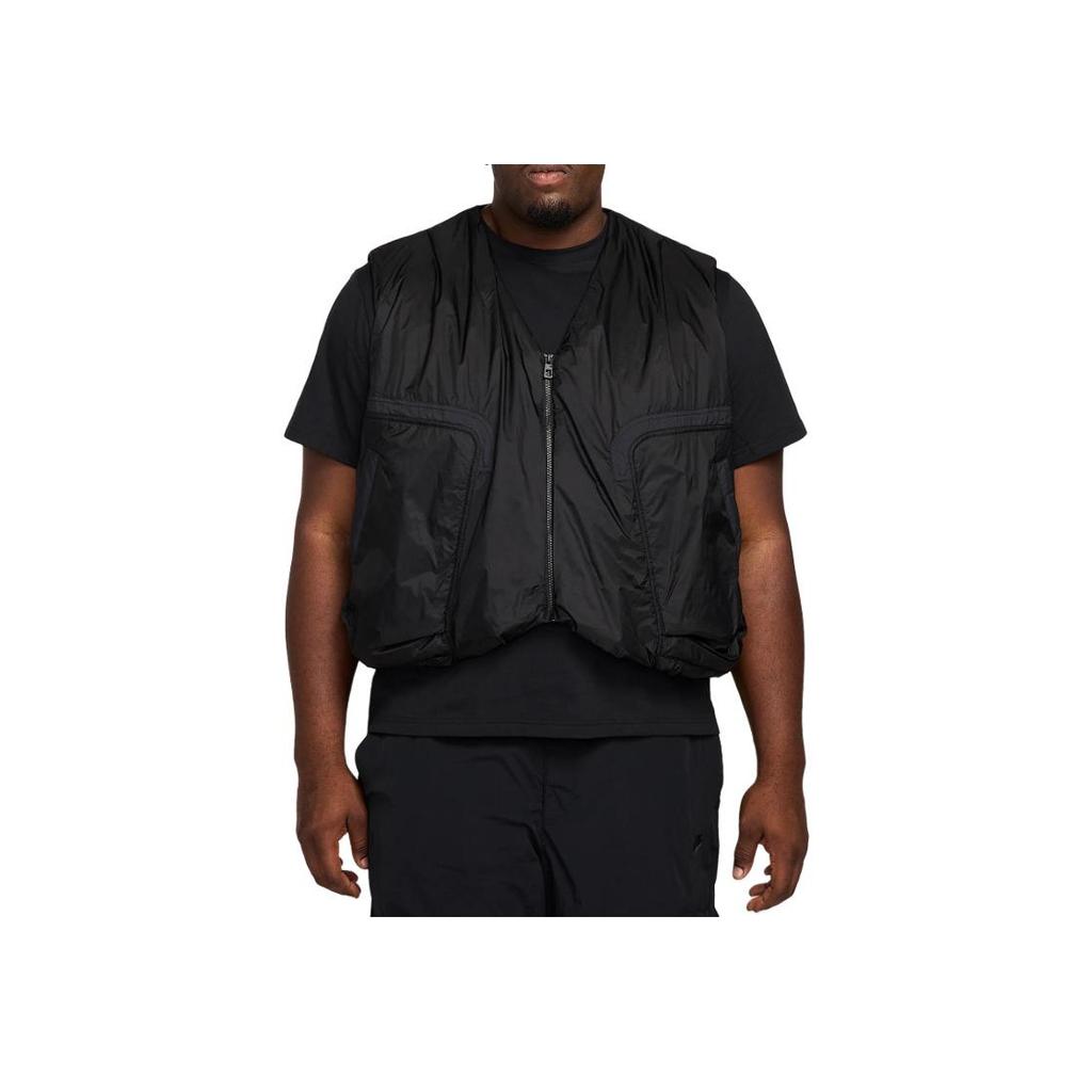 Nike Einfarbig Logo Bestickt V-Ausschnitt Reißverschluss Locker Ärmellose Weste Herren Westen Schwarz HM4262-010