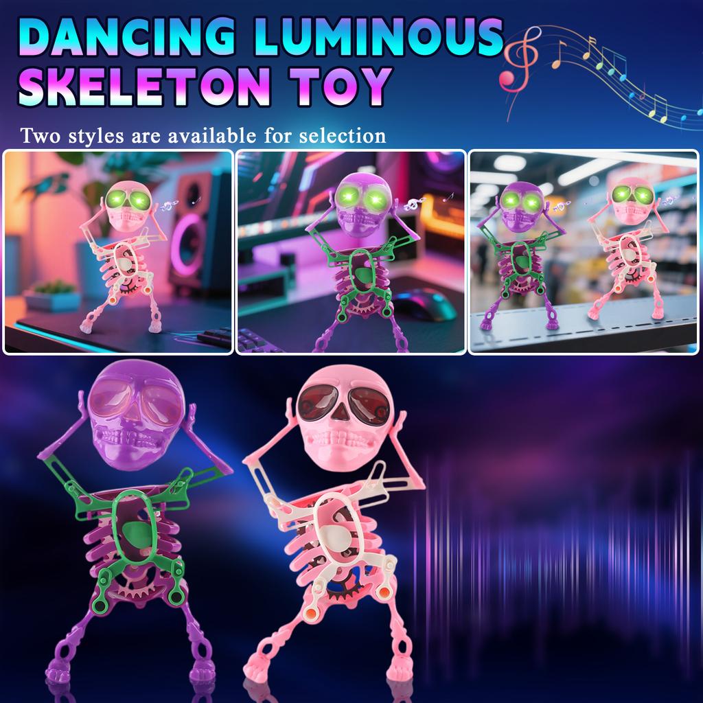 Dancing And Swinging 3D Toy With Light And Music, Halloween Wind Up Walk Skeleton Clockwork Toy, Funny Wind Up Dancing Skeleton, Funny Dance