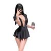 Night Club Style Deep V Diamond Chain Dress Perspective Empty Sexy Underwear Hot Big Halter Jumping Disco Dress Belly Cover Skirt