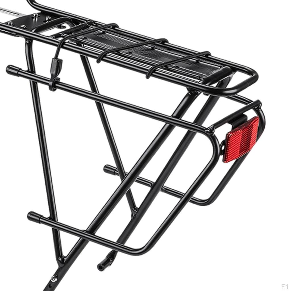 Bike Cargo Rack Bicycle Aluminum Alloy Universal with Rope Pannier Bag Holder Black