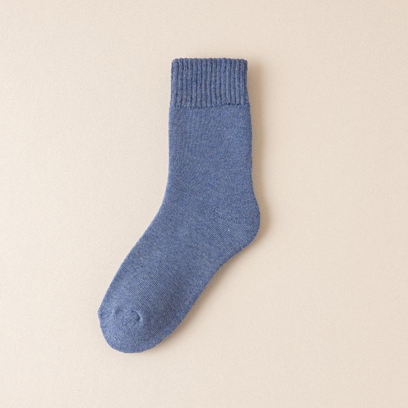 5Pcs/10pcs Autumn and Winter Cotton Socks Women's Mid-tube Solid Color Thickened Fleece Warm Terry Socks
