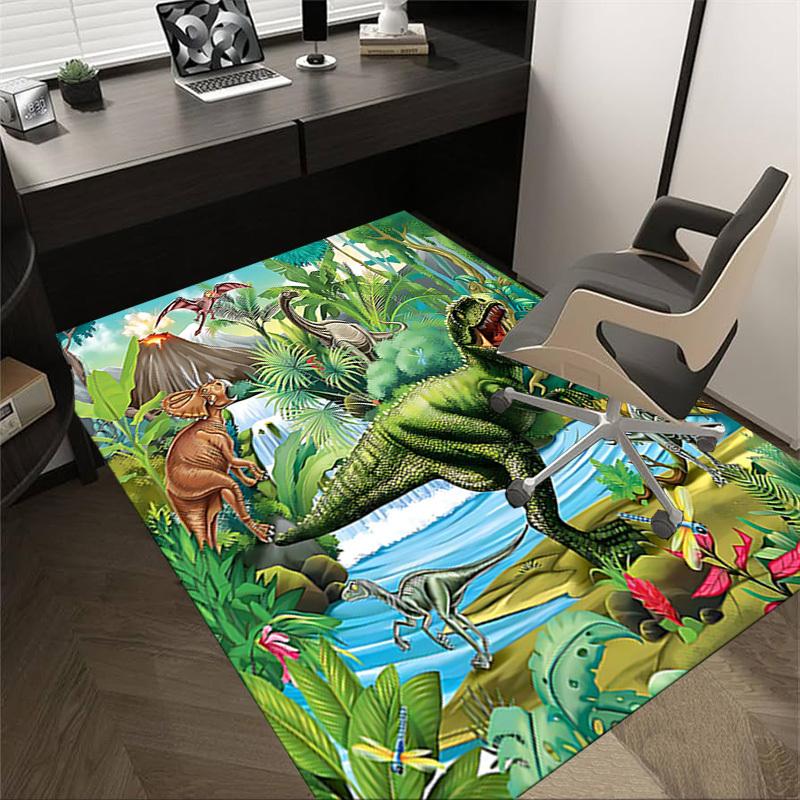 

1PC dinosaur jungle Non-Slip Floor Carpet Compatible for Office&Living Room&Dining room - Flat-Weave Machine- Soft & Pattern-E267 60cm by 90cm