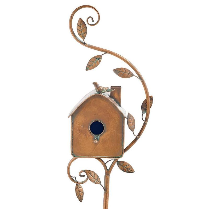 Zahradní Venkovní Kovový Ptačí Dům Dekorace Ptačí Budky Vhodné pro Venek s Tyčemi na Ptačí Domy Dekorace Zahradního Dvorku