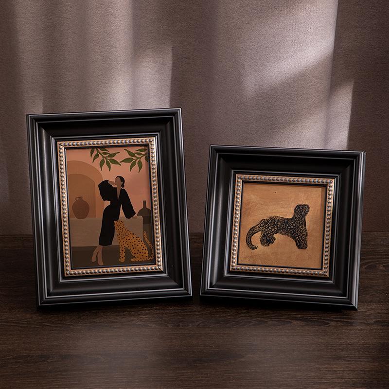 Resin Picture Frame Vintage Antique Photo Frame Retro Green Gold Picture Frames Home Decor for Wall Hanging or Tabletop Display