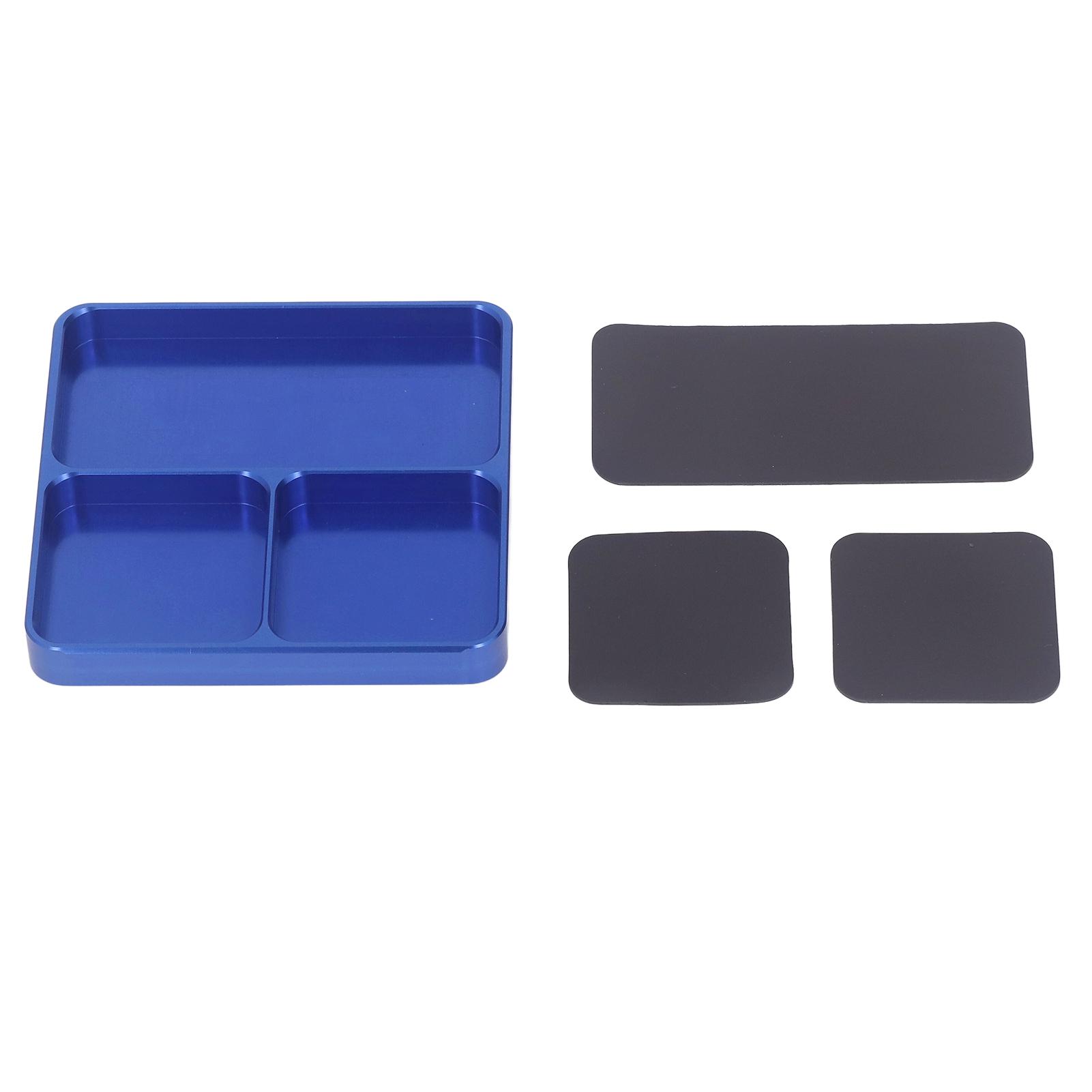 

Magnetic Tray Blue Skid Resistant 13.8x11x2cm Aluminum Alloy Easy Cleaning Screws Holder Tool for