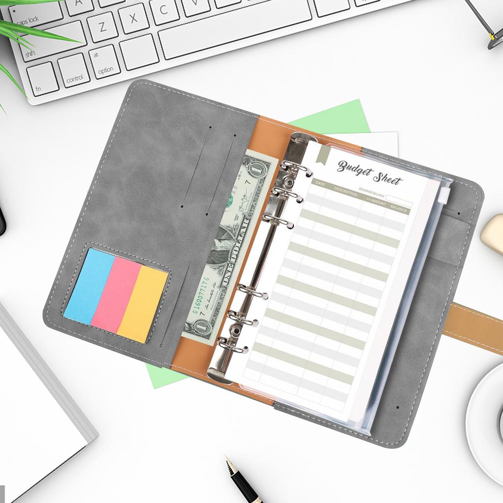 Budget Planner Loose-leaf Retro Leather Notebook Set Budget Binder Money Envelopes Monthly Planner Label Stickers