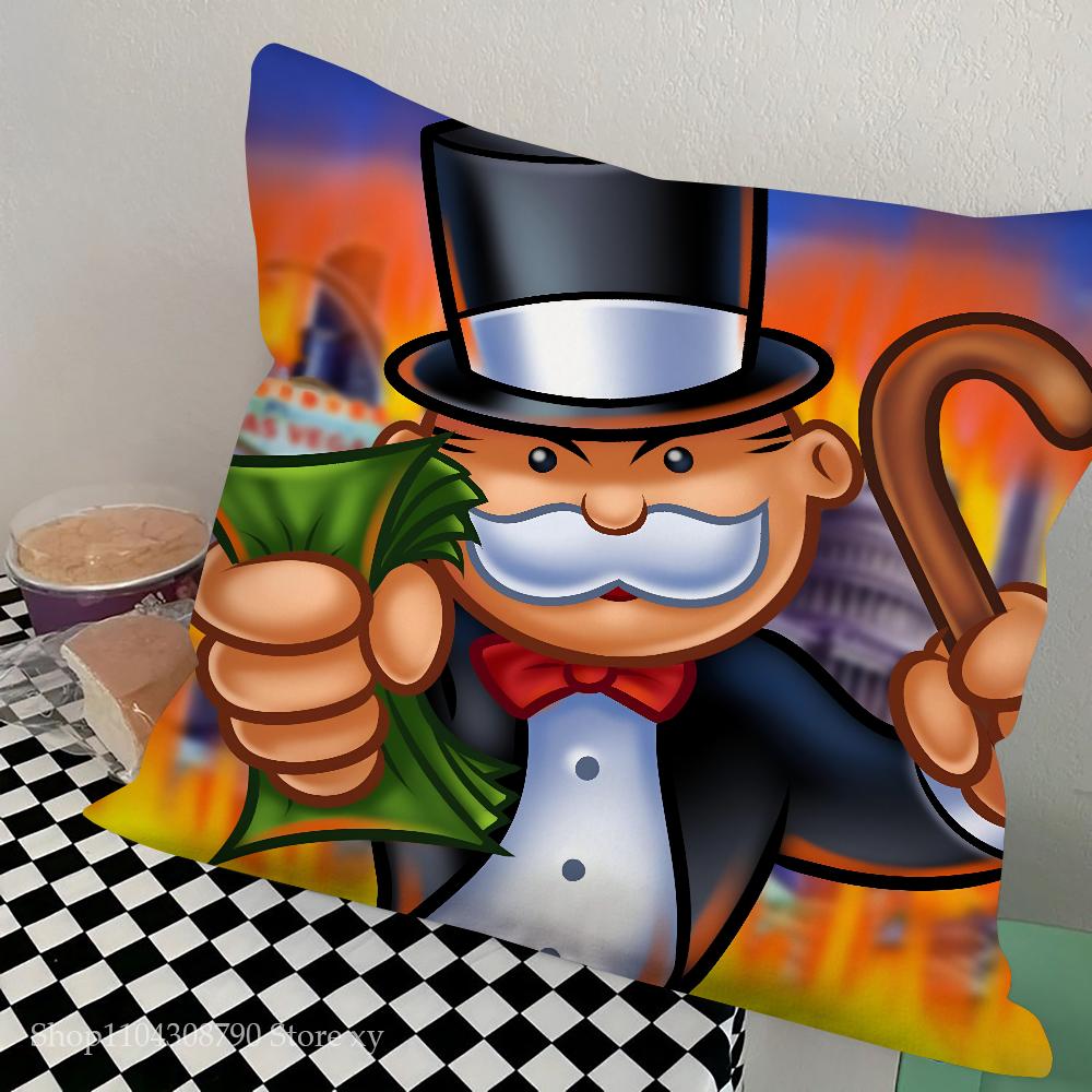 Game Dollar Alec Monopoly Man Pillow Case Square Pillow Bedroom Sofa Leisure Comfort Cushion Car Living Room Home Decoration