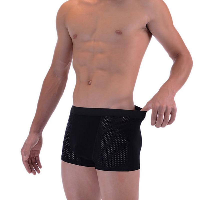 1/4 SZT Męskie Bokserki Bambusowe Majtki Bielizna Bokserki Oddychające Hombre Dziura Seksowne Szorty Lingerie Siateczkowe Majtki