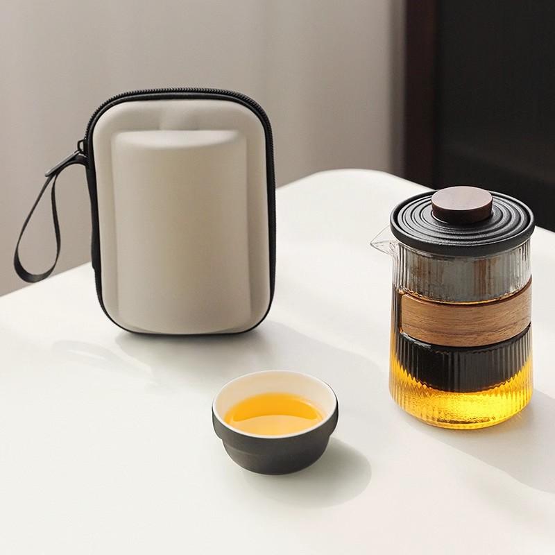 

Glass Ceramic Portable Teapot Set Outdoor Travel Tea Ceremony Teacup Essence Gift Kung Fu Tea Set S