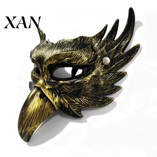 Distressed Eagle Mask Halloween Half Face Mask, Vintage Gold Comfortable Vision Masquerade Party Gothic Cosplay Props