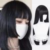Natürliche Lange Gerade Synthetische Schwarze Perücke Mit Pony Lolita Cosplay Haare Perücken Für Frauen Hitzebeständige Faser Tägliche Party Perücke Fem