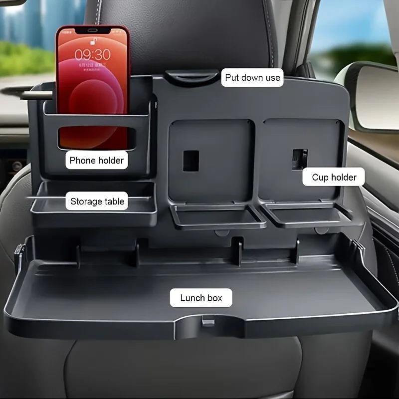 Table à manger portable pour voiture pliable plateau porte-gobelet de nourriture étagère de rangement intérieur de voiture porte-gobelet de siège arrière pièces automobiles multifonctions