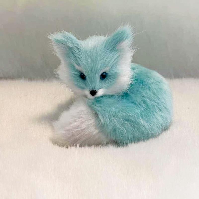 Soft Squatting Mini Plush Simulation Fox Soft Lifelike Plush Stuffed Fox Doll Cute Colorful Animal Figurine Home Decor