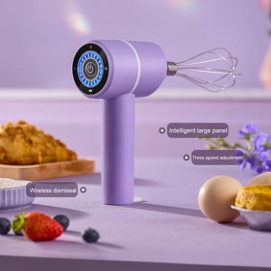 Electric Egg Beater Handheld Mixer USB-C Charging Cordless Whisk with Detachable Beaters 3 Speeds Modes Kitchen Tool for Baking Cooking