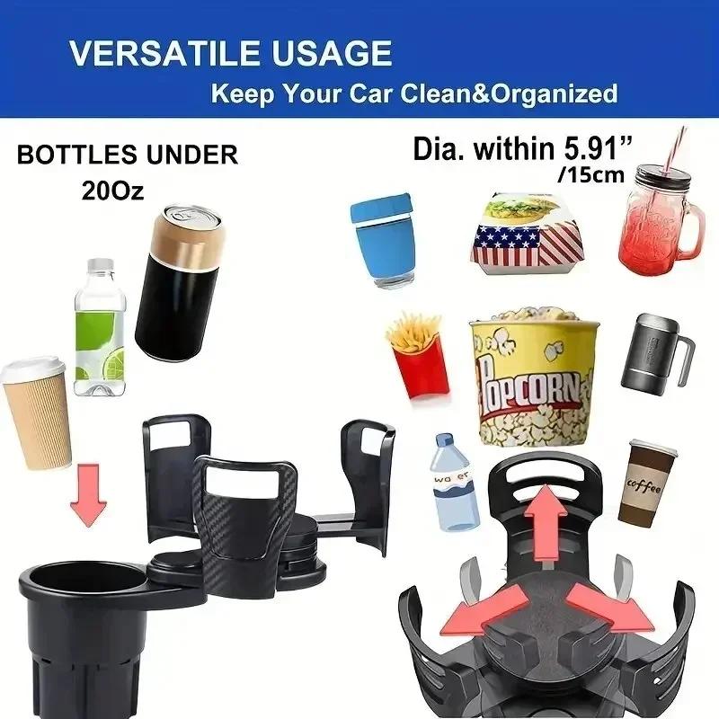 Car Drink Holder Multifunction Adjustable Cup Holder 360° Rotation Stable Anti-Slip Auto Parts Storage Box Car Water Cup Holder
