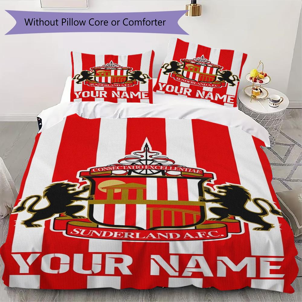 Biancheria da letto Sunderland con nome personalizzato, Set copripiumino Copripiumino Federa Regalo di compleanno per la casa(1 * copripiumino + 2 * federa, senza nucleo)_xia