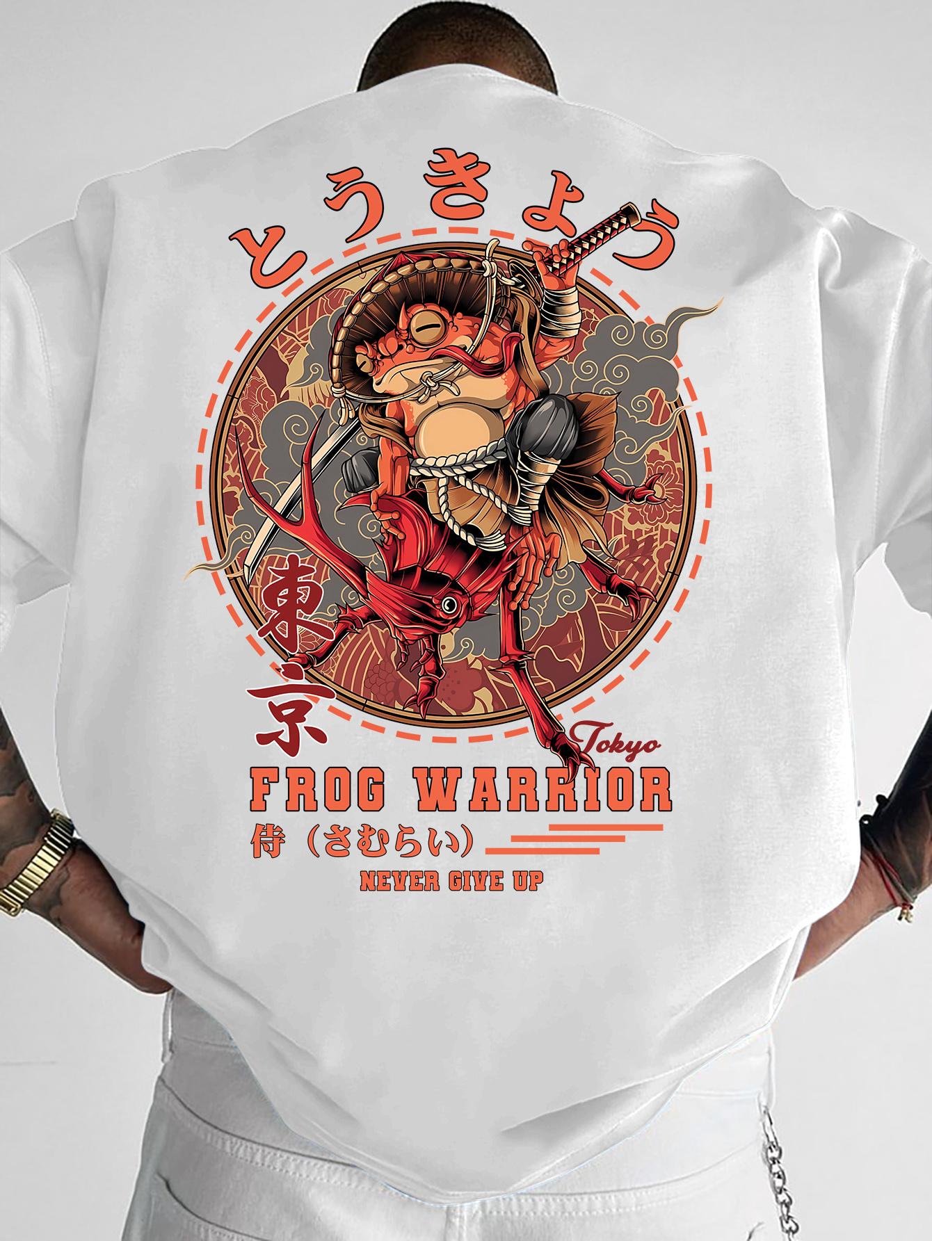 

Men s T-shirt, Japanese Regional Style Tokyo Frog Warrior Creative Printed T-shirt Daily T-shirt with Fun Patterns T-shirt ... S