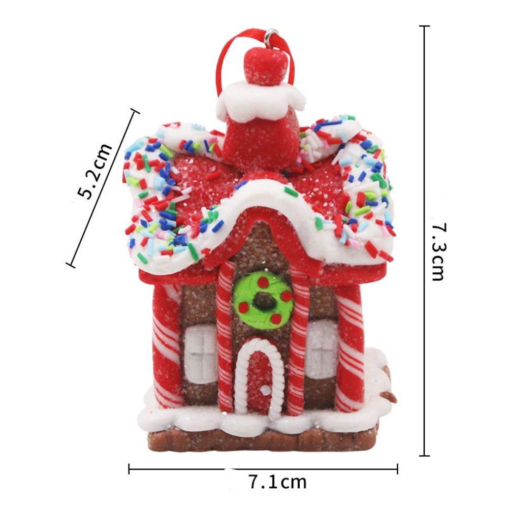 Resin Christmas House Hanging Pendant Colorful Christmas Hanging Ornaments Christmas Gingerbread House Xmas Tree Scene