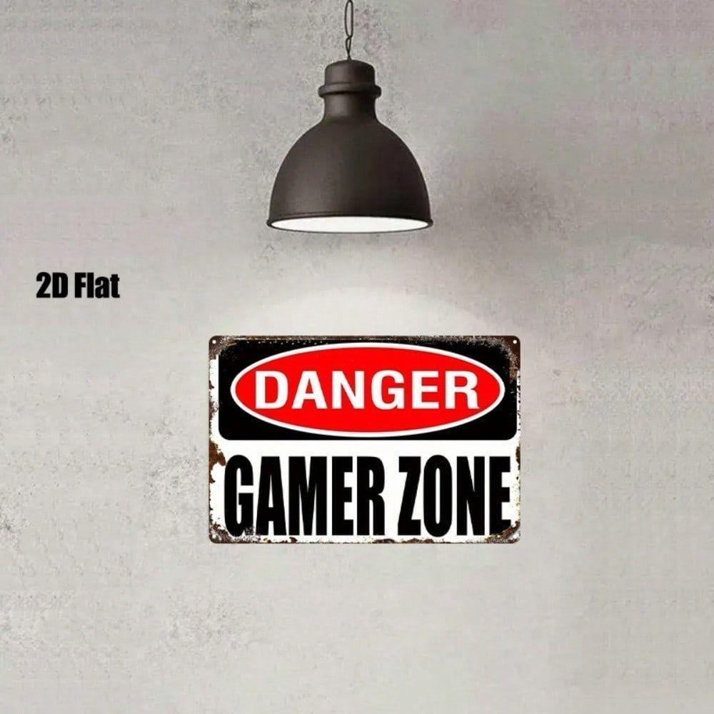 Gaming Zone Metal Wall Art Retro Arcade Sign Decor