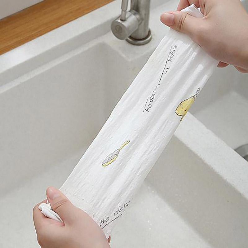 50Pcs/Roll From Reusable Lazy Rags Bamboo Towels Wet And Dry For Kitchen