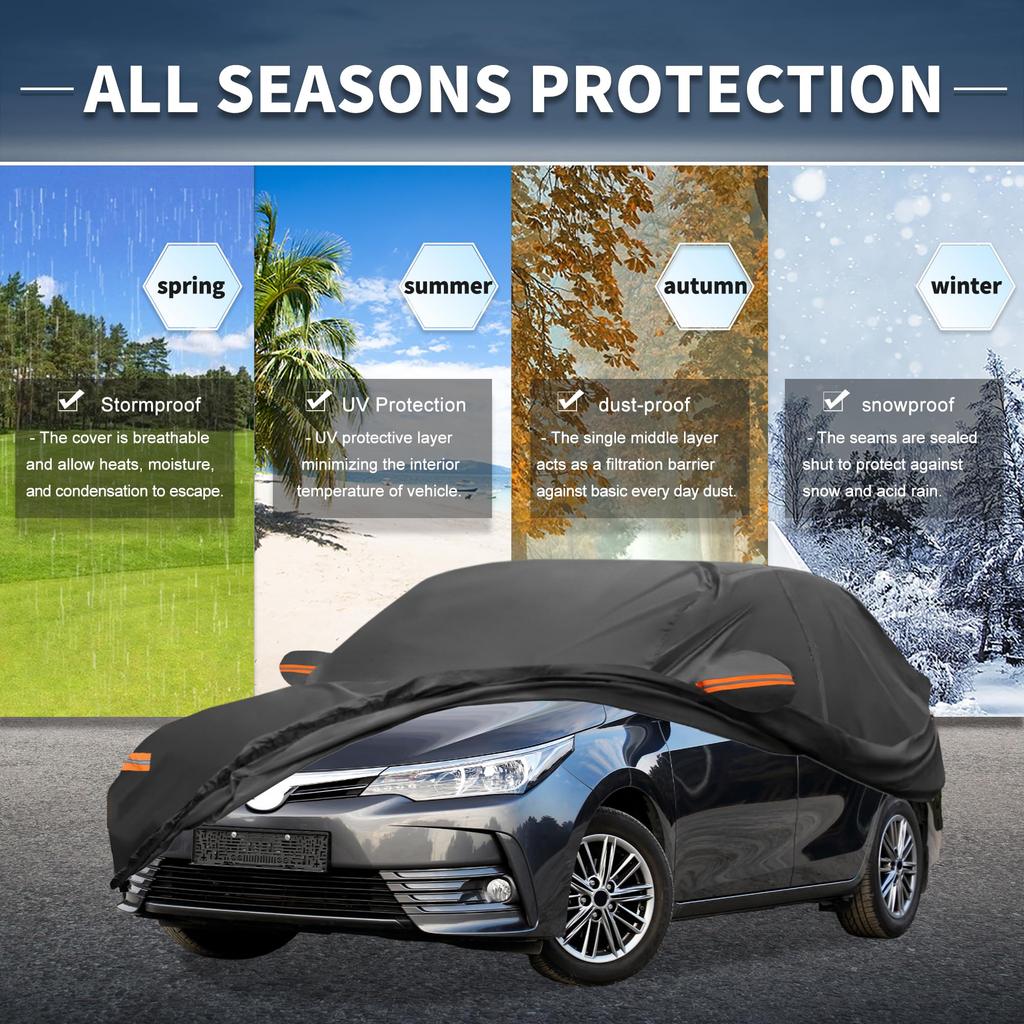 X AUTOHAUX Waterproof Aluminum Car Cover for Toyota Corolla with Driver Door Body Car Increased Water Hail Sun Rainy Season Flame Strong and Yellow