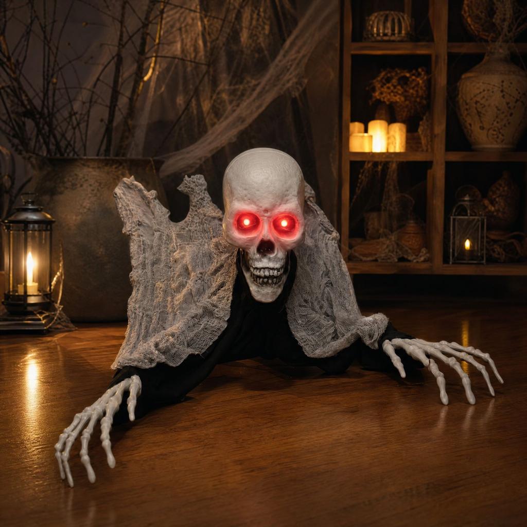 Halloween Sound Activated Crawling Skeleton Decoration for Outdoor House Yard Prop (3090cm)