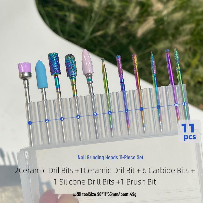 Tungsten Steel Nail Drill Set with Ceramic Grinding Heads for Cuticle Removal and Nail Polishing