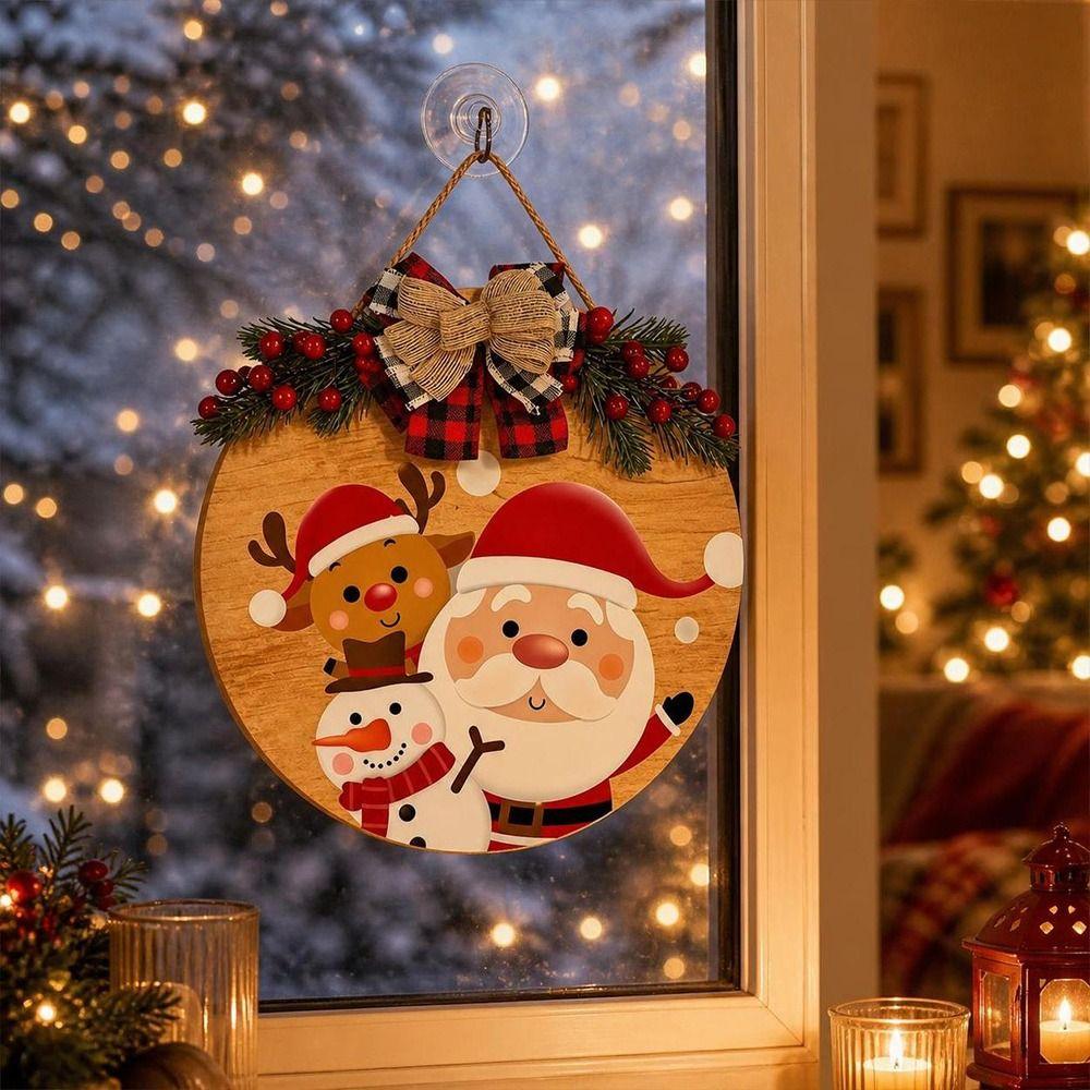 Wood Wooden Christmas Sign 2D Flat Christmas Hanging Ornament Christmas Door Sign Door Decoration