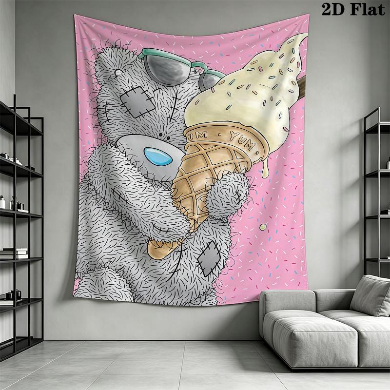 Tatty Teddy Wall Tapestry Aesthetic Wall Hanging Printed Fabric Blanket Decorative Tapestries for Bedroom Living Room Home Decor