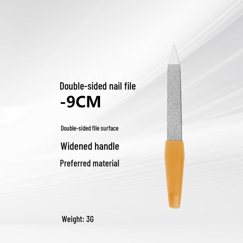 Lime à ongles double face en acier inoxydable avec manche en plastique pour manucure à domicile