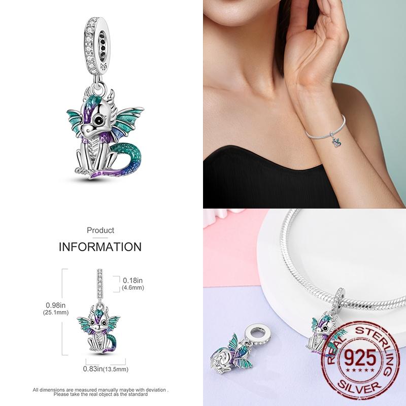 Copper Dragon Firefly Butterfly Puppy Heart Plane Travel Charms Fit Original Bracelet Zircon For Women Gift Gift