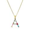 Colourful Crystal CZ 26 Capital Initial Letters Pendant Necklace For Women Gold Pendant Necklace Initial Jewelry