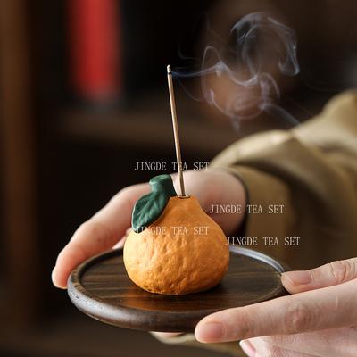 Orange Thread Incense Burner Da Ji Da Li Resin Home Aromatherapy Stove Tea Room Fragrance Seat Home Decoration Tea Accessories
