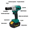 168V 500Nm Cordless Electric Wrench Impact Brushless Driver Power Tool Rechargeable Lithium Battery Household Drill