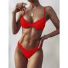 Sexy Ribbed Underwired Bikini Swimsuit Female Swimwear Women Two-pieces Bikini Set High Cut Thong Bather Bathing Suit